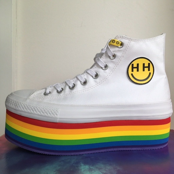 converse rainbow platform shoes